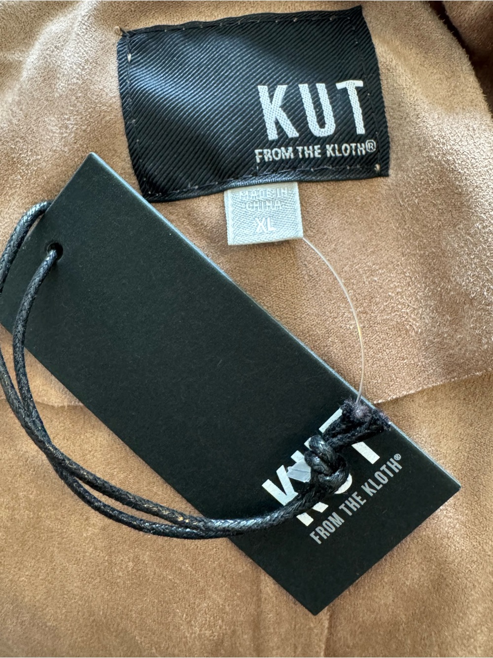 KUT FROM THE KLOTH Faux Suede Taupe Draped Open-Front Women's Jacket - Size XL - Picture 5 of 8